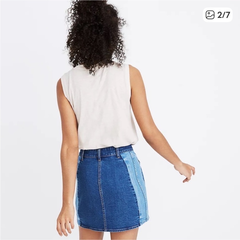 Madewell Two Tone Denim Skirt - Picture 3 of 8